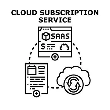 Cloud subscription service choosing saas platform model Stock Illustration