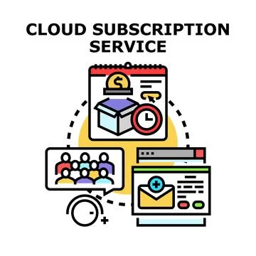 Cloud subscription service providing digital membership and online community 库存插图