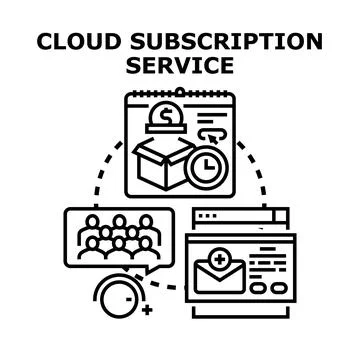 Cloud subscription service providing digital membership and online community Stock Illustration