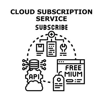Cloud subscription service subscribe computing technology concept Stockillustratie
