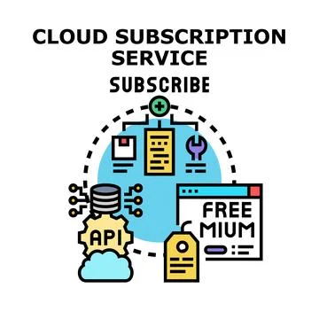 Cloud subscription service subscribe computing technology concept イラスト素材