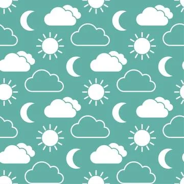 Cloud sun and moon seamless pattern Illustrazione stock