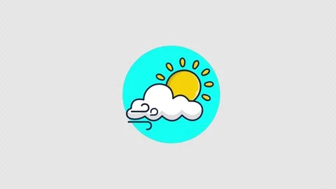 Cloud with Sun and Wind. Windy Day Concept Animation Video - Transparent Stock Footage 314977360