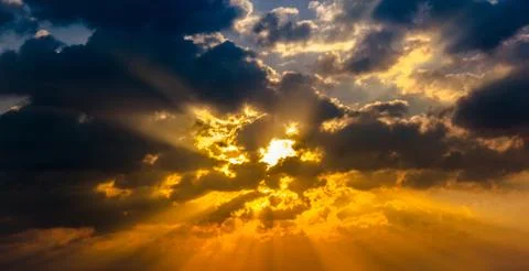 Cloud sun beam ray light warm orange color Stock Photos