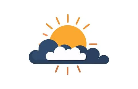Cloud sun color icon vector, isolated on white background. Beautiful cloud .. Stock Illustration