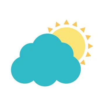 Cloud with sun flat style icon vector design Stock Illustration