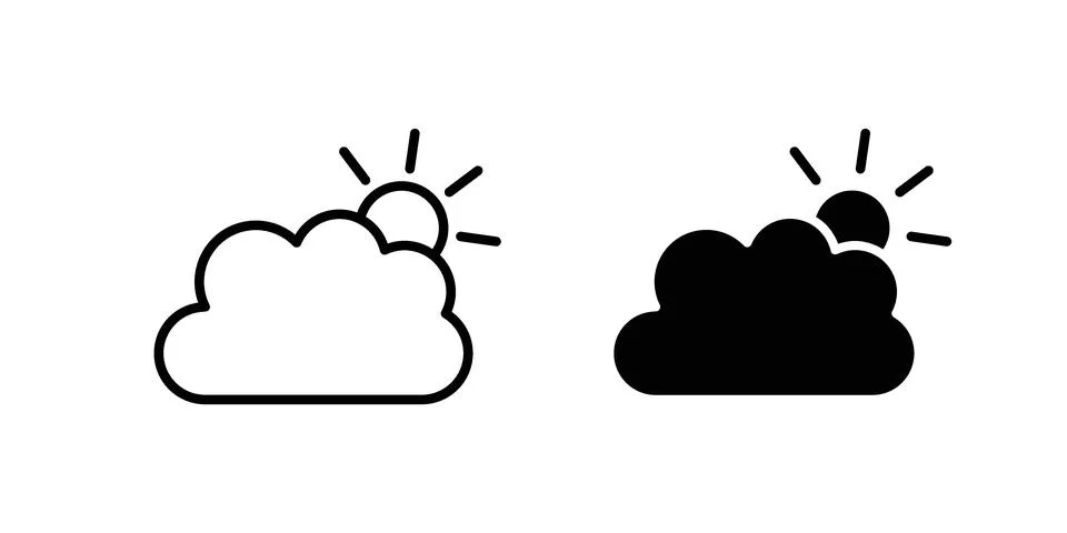 Cloud sun icon Illustration set. Vector Eps10 for apps Stock Illustration