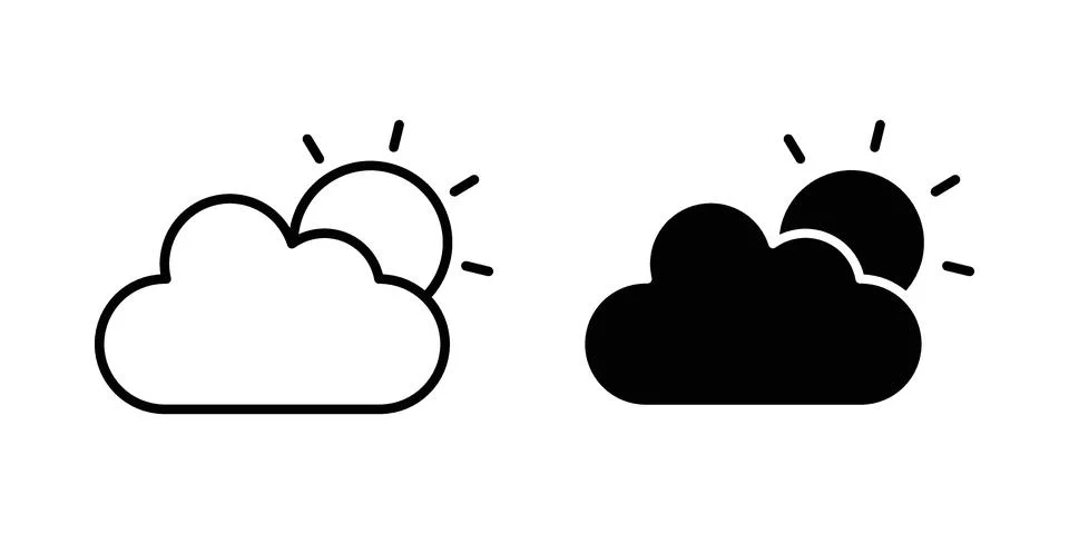 Cloud sun icon. Outline, flat icons Stock Illustration