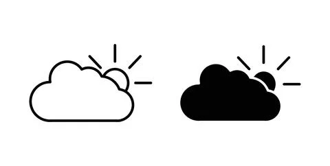 Cloud sun icon symbol, outline icons Stock-Illustration