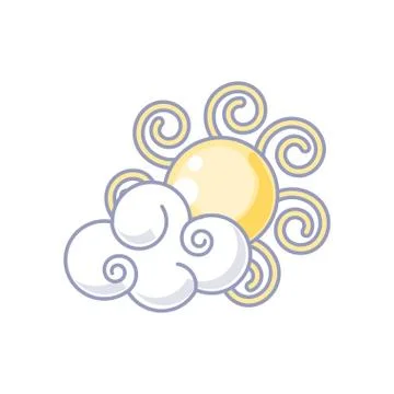 Cloud with sun isolated icon Stockillustratie