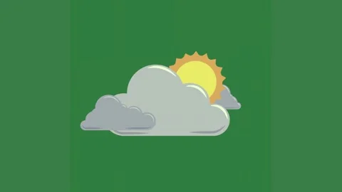 A cloud with sun on top of it and green background clouds green screen Vídeos de archivo 335701230