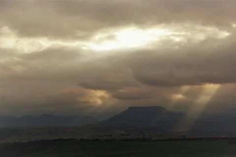 Cloud Sunburst Mountain Range Stock Photos