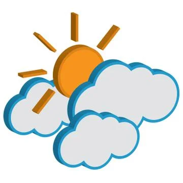 Cloud with sunny weather forecast vector icon Stock Illustration