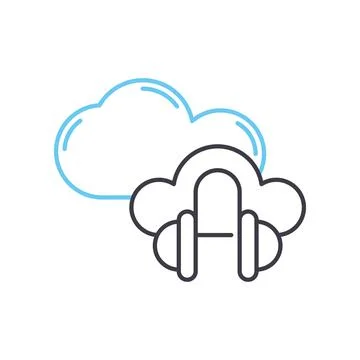 Cloud support line icon, outline symbol, vector illustration, concept sign Stock Illustration