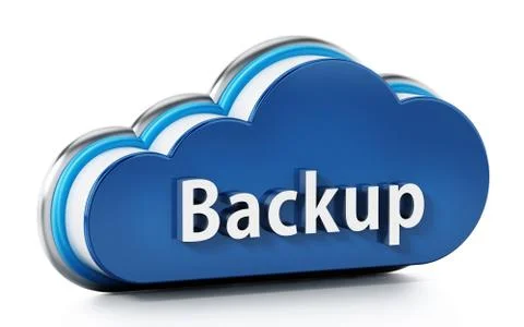 Cloud symbol with backup text. 3D illustration Stock Illustration