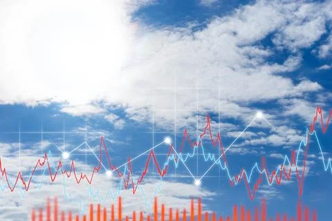 Cloud symbol, charts and data processing. Global communication, research. Stock Photos