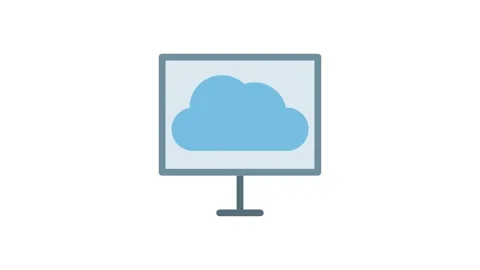 A cloud symbol on a computer screen, indicating cloud technology or online .. Stock Footage 332849757