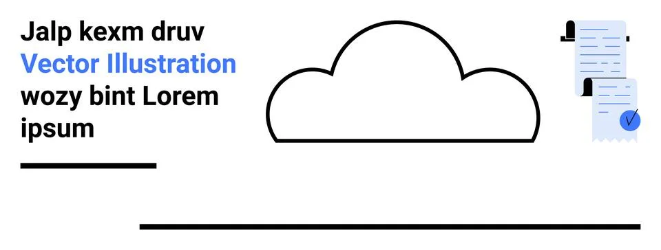 Cloud Symbol with Documents and Text Elements for Informational Technology 스톡 일러스트