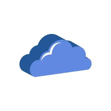 Cloud symbol. Flat Isometric Icon or Logo. 3D Style Pictogram for Web Design, Illustrazione stock