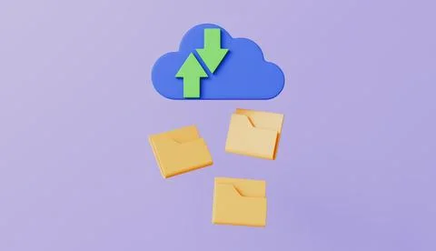 Cloud symbol with folder icon, online database, transfer data information Stockillustratie