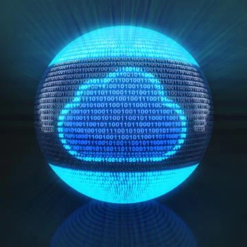 Cloud symbol on globe formed by binary code Stock Illustration