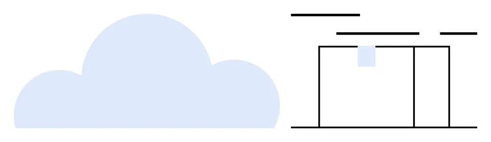 Cloud symbol next to network node representation using simple lines. Ideal fo 스톡 일러스트