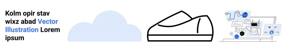 Cloud symbol, sneaker design, tech network. Ideal for data storage, fashion t Stock Illustration