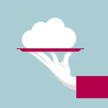 Cloud symbol in the tray. Isolated on blue background. Stock Illustration