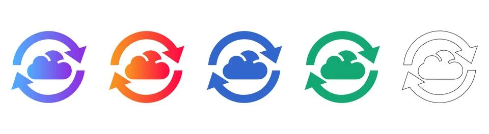Cloud Sync and Refresh Icon Set Stock Illustration