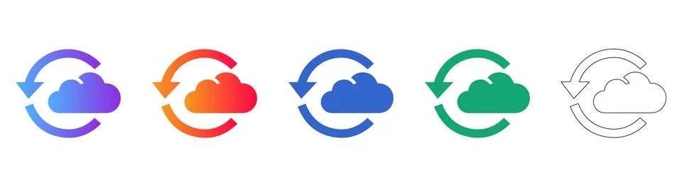 Cloud Sync and Refresh Icons Stock Illustration