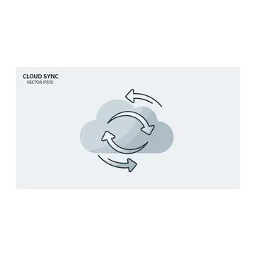 Cloud sync arrows icon with refresh and copywriting Stock Illustration