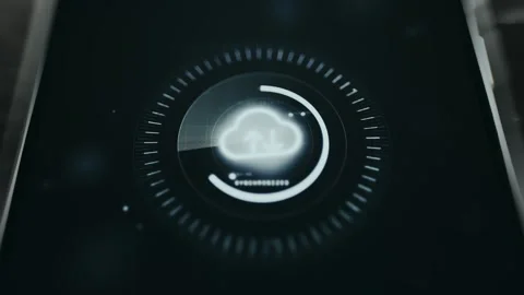 Cloud Sync Circular Gauge - Technology Screen Close Up Stock Footage 336407712