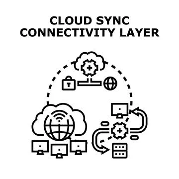 Cloud sync connectivity layer data management concept Stock Illustration