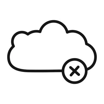 Cloud sync disable icon Black line art vector logo Stock Illustration