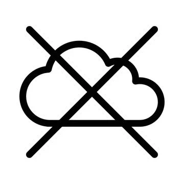 Cloud sync disable icon linear logo mark in black and white Stock Illustration