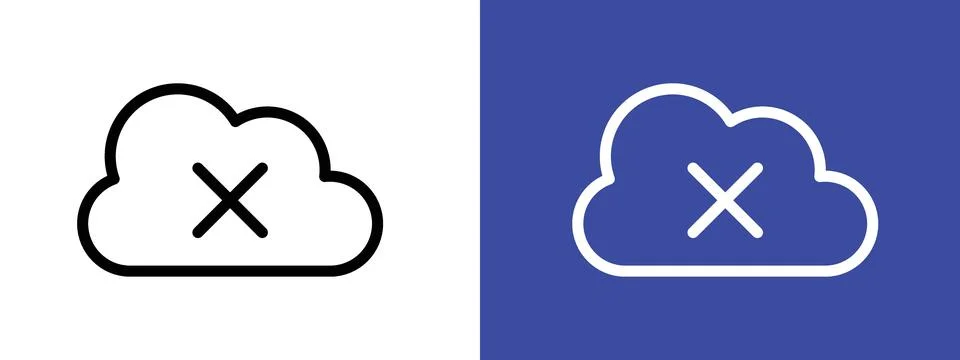Cloud sync disable icon logo sign set vector outline Stock Illustration