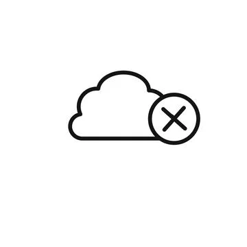 Cloud sync disable icon outline collection in black and on white background Stock Illustration