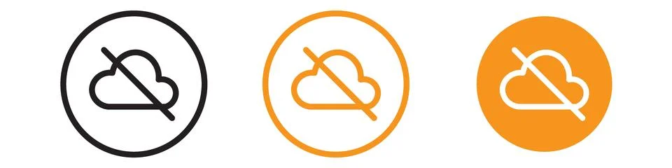 Cloud Sync Disable Icon Set Data Synchronization Symbols for Technology and.. Stock Illustration