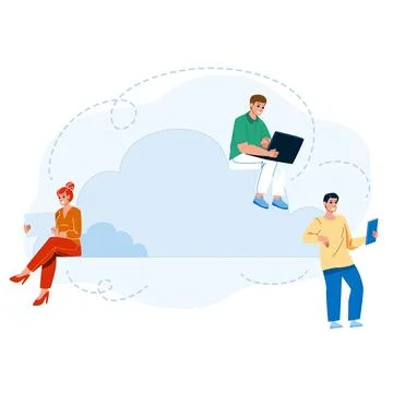 Cloud Sync Electronic Device With Storage Vector Stock Illustration