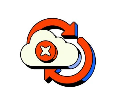 Cloud sync failed data error UI overlay alert illustration 스톡 일러스트