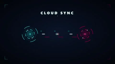 Cloud sync hud interface animation: digital data transfer and network conne.. Stock Footage 337558574