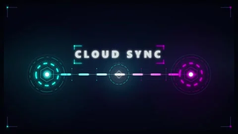 Cloud sync hud interface animation with neon digital data transfer and futu.. Stock Footage 337558588