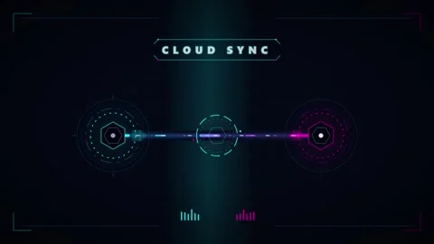 Cloud sync hud interface: futuristic data transfer and network connection a.. Stock Footage 337558634