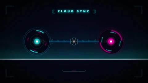 Cloud sync hud interface: futuristic data transfer and network connection a.. Stock Footage 337558648