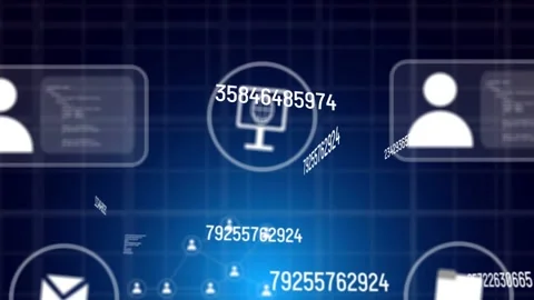 Cloud sync icon fading in, numeric streams forming user-node network, Stock Footage 334338023