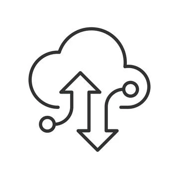 Cloud sync icon in line design. Cloud sync, synchronization, data, storage Stock Illustration