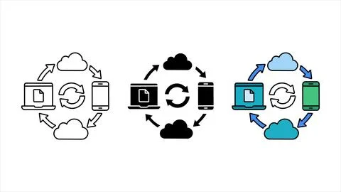 Cloud sync icon set Illustrazione stock