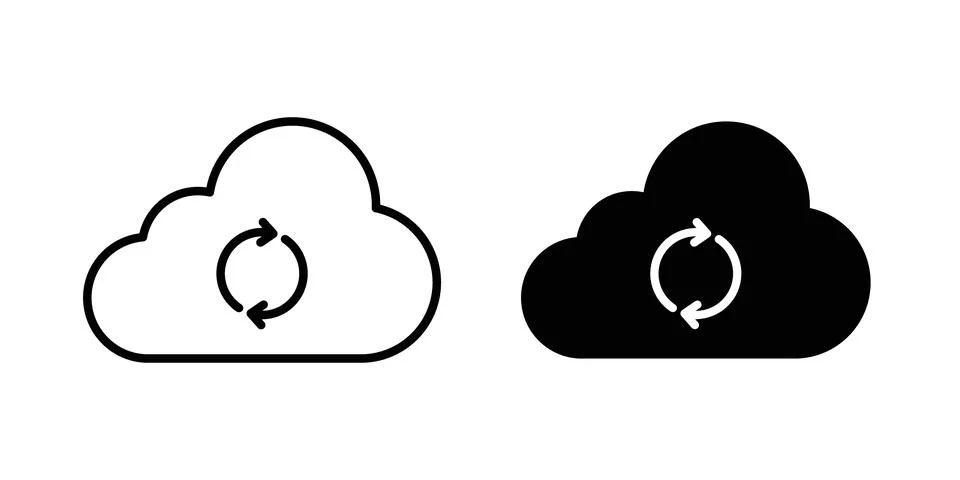 Cloud sync icon thin line and clipart style vector set Stock Illustration