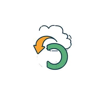 Cloud sync illustration depicting automated data backup and restore with mo.. Stock Illustration