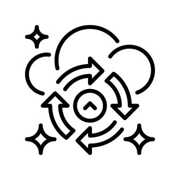 Cloud Sync Line Icon, Outline Symbol for Data Synchronization, Multi-Device.. Illustrazione stock